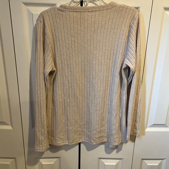 Ribbed Knit Sweater Tan Medium - Picture 7 of 7